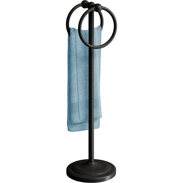 BGL Hand Towel Holder Stand for Bathroom, Hand Towel Stand for Bathroom Counter, Free Standing Towel Racks for Bathroom with Weighted Wood Base,19" High-Oil Rubbed Bronze