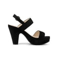 thumbnail image 3 of BLISSFUL STEP Mother's Day Women's Platform Heels Chunky Heel Slingback Open Toe Sandals Black 10, 3 of 8