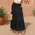 thumbnail image 2 of Ediodpoh Womens Skirts Summer Casual Smock Layered Tiered High Waisted A Line Flowy Long Skirt with Pockets and Maxi Skirts for Women Black M, 2 of 6