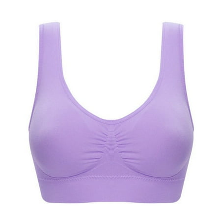 

Seamless Bras For Women Push Up Bralette Fashion Double Layer Large Size Rimless Vest Style No Trace Yoga Sports Bra Underwear Purple 2XL