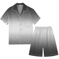 thumbnail image 3 of Men's Gradient Printed Silk Satin Short Sleeve Button Up Pajama Loungewear Set for Comfortable Sleep, 3 of 4