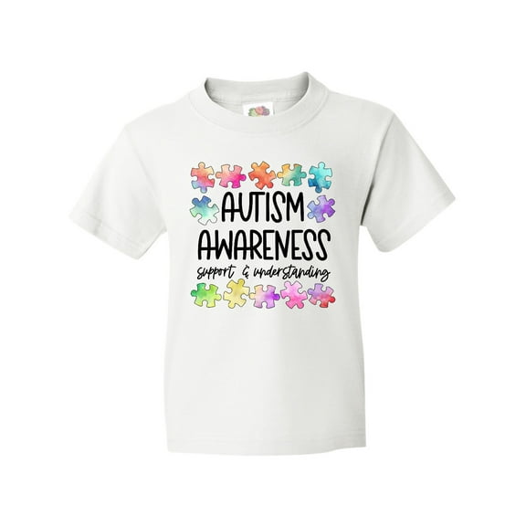 Inktastic Autism Awareness Support and Understanding Puzzle Pieces Youth T-Shirt