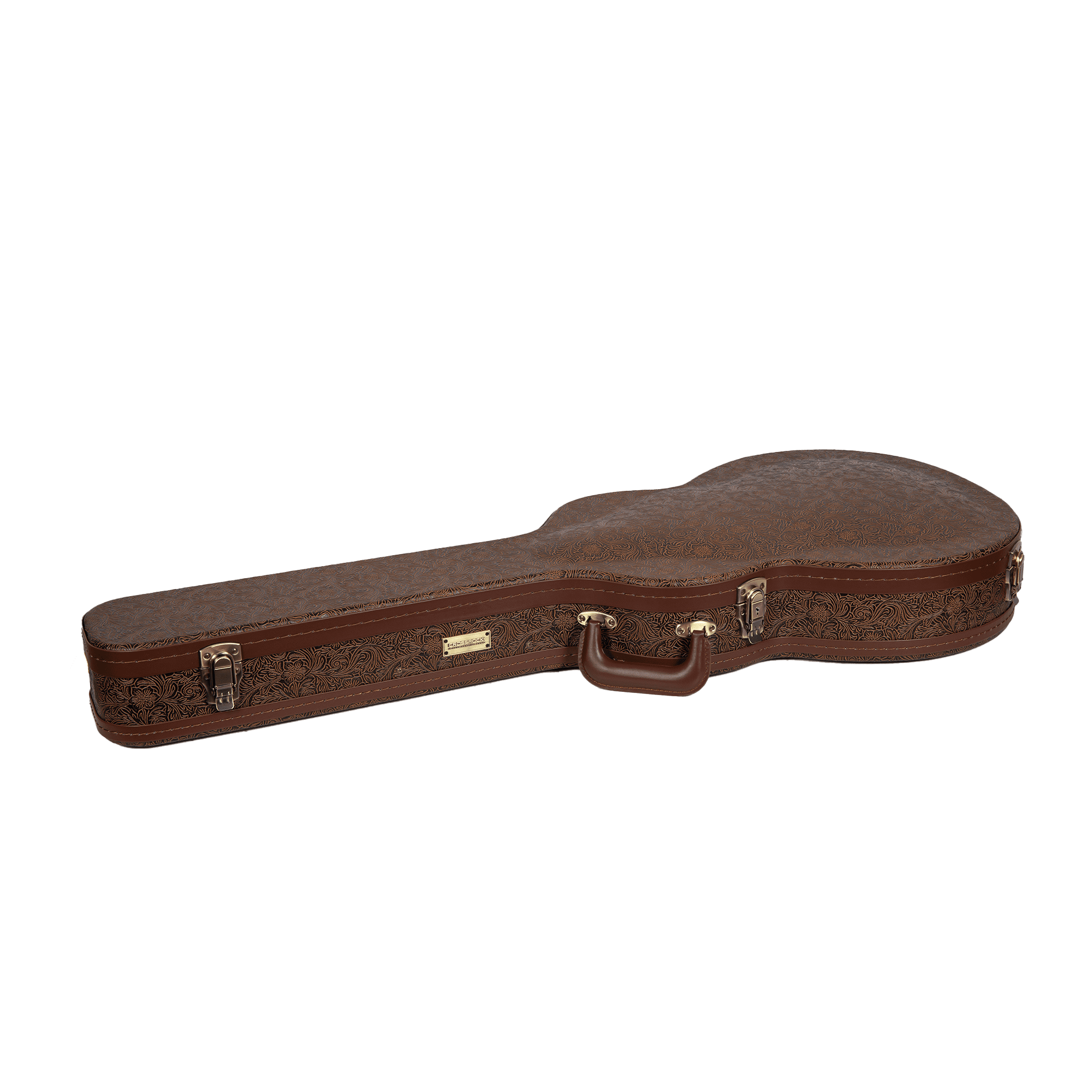 Crossrock Designer Series Case fits 335 Style 6-string Semi-Hollow Electric Guitars- Security Lock, Metal Feet, Storage Space- Blossom Brown