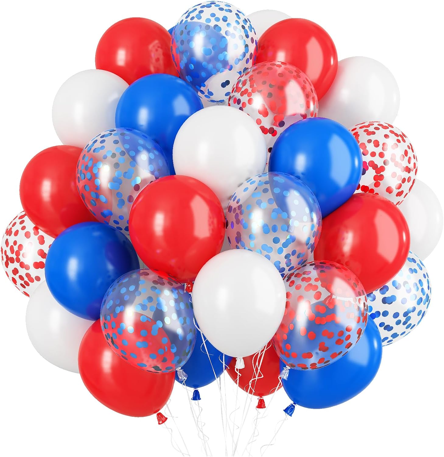 Red White And Blue Balloons 60Pcs 12 Inch Latex Balloon With Confetti ...