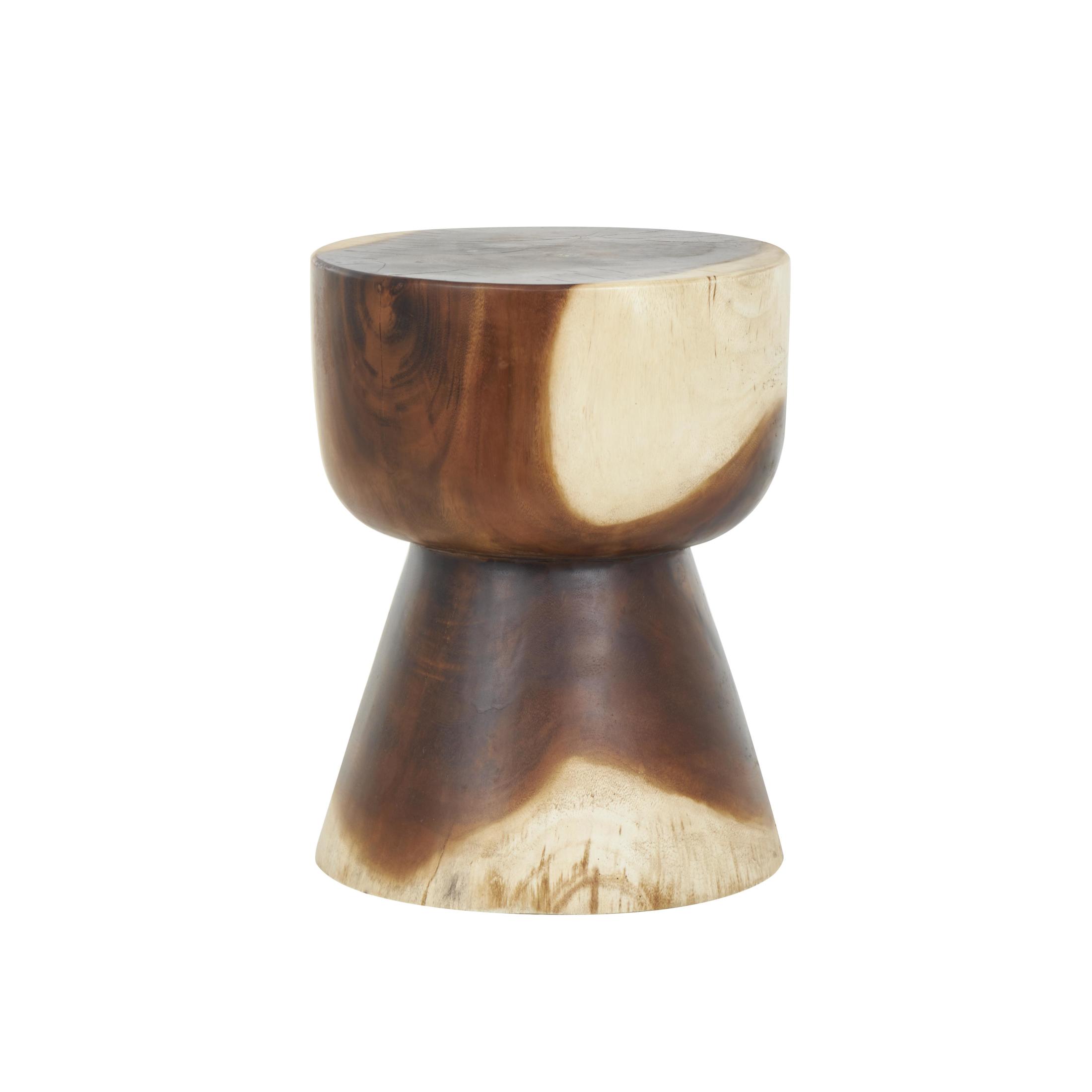 DecMode 14" x 18" Brown Wood Handmade Hourglass Accent Table with Natural Wood Grain, 1-Piece