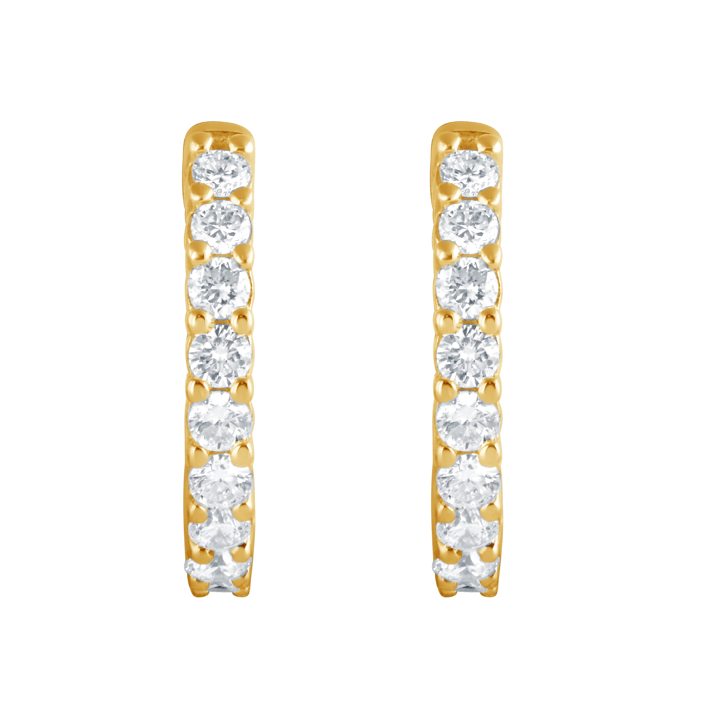 Unique Moments Women's 1/2 Ct. Round Lab Grown Diamond Huggie Earrings in Yellow Gold Plated Sterling Silver