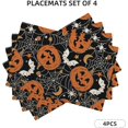 thumbnail image 2 of Halloween Placemats Set of 4,Black Orange Pumpkin Spider Web Bat Table Mats 12x18 Inch,Fall Autumn Holiday Heat-Resisting Non Slip Linen Burlap Place Mats for Kitchen Dining Table Decor, 2 of 6