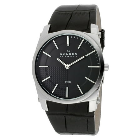 Skagen 859lslb 36mm Stainless Steel Case Black Leather Anti-Reflective Sapphire Men's Watch