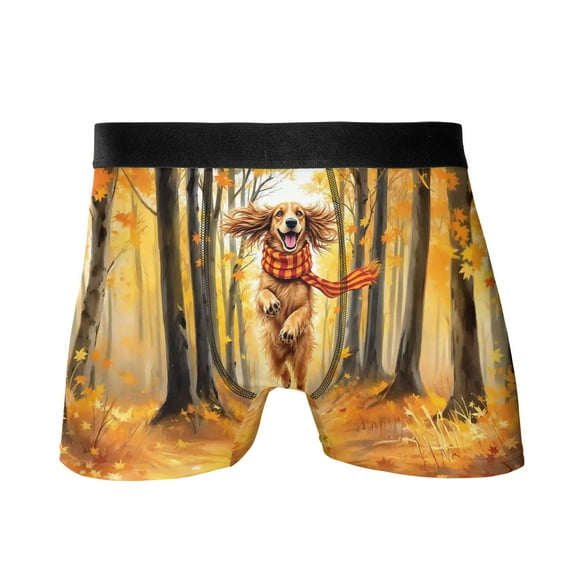 Welcome Fall Afghan Hound Strolling Through the Autumn Maple Forest All Over Print Boxer Briefs Underwear for Men Dad Dog Lover - 12012