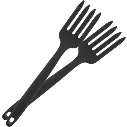 RENACLIPY Silicone Fork Set 2 Pieces Black Ergonomic Salad Forks Practical Kitchen Utensils for Stirring and Serving