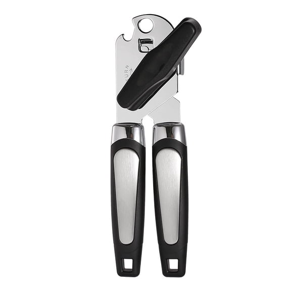 Heavy Duty Stainless Steel Manual Can Opener with Ergonomic Handle for Kitchen Safety Smooth Edge Cut and Built-in Bottle Opener
