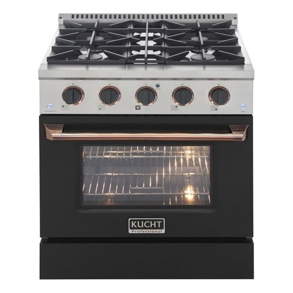 Pemberly Row 30" Stainless Steel Propane Gas Range in Rose Gold/Silver
