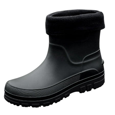 XIMIN Mens Rain Boots Slip On Non-Slip Rubber Water Proof Ankle Boots Rain Shoes Outdoor Fashion Men s Casual Shoes Non Slip Warm Rain Boots