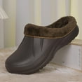 thumbnail image 2 of Unisex Faux Fur Lining Clogs: Slip-On Waterproof EVA Garden House Clogs with Fleece-Lined - Winter Warm Anti-Slip Indoor Outdoor Walking Slippers for Mens Womens Brown 240, 2 of 7