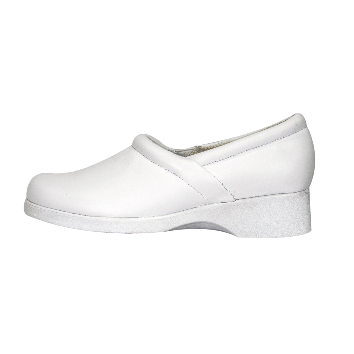24 HOUR COMFORT Carol Wide Width Leather Loafer Shoes WHITE 10.5