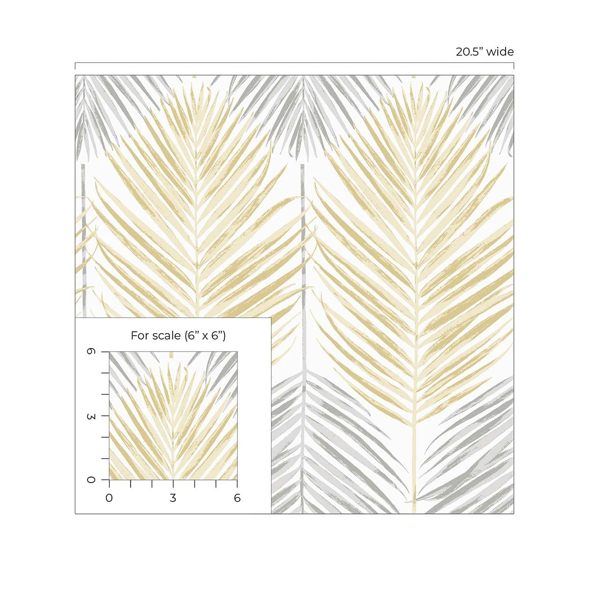 NextWall  Two Toned Palm Peel and Stick Wallpaper 20.5 in. W x 18 ft. L - Wheat & Daydream Grey