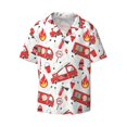 thumbnail image 4 of Salouo Fire Truck Pattern Cuban Collar Shirts for Men Button-Down Shirt Men's Short Sleeve Shirts Hawaiian Shirts Casual Shirts -Small, 4 of 6