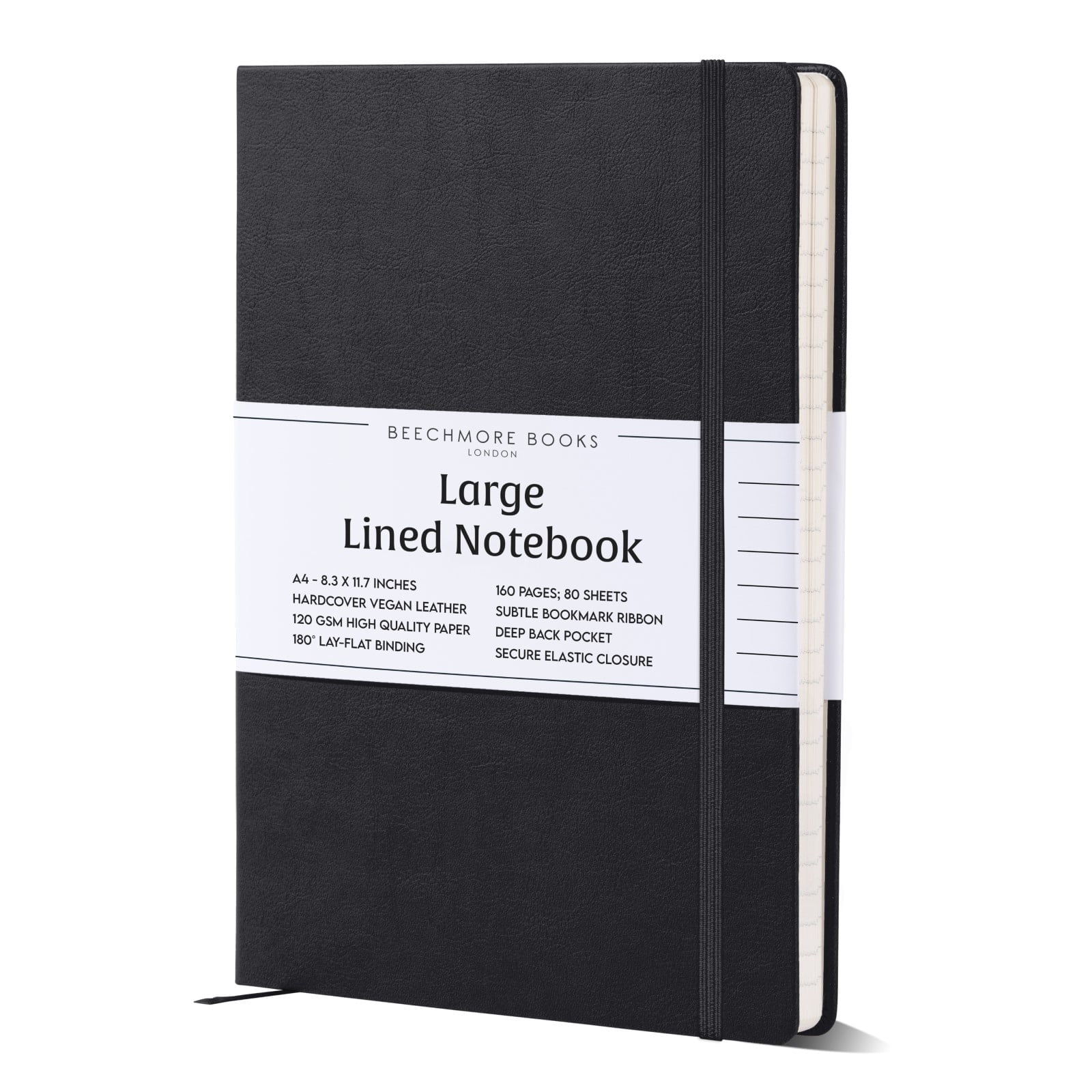 BEECHMORE BOOKS Lined Journal Notebook, 8.5 x 11.5 inch, A4 160 Lined Pages, Hardcover Leather Journals for Women, Men, Writing and Notebooks for Work - 120 GSM Thick Paper, Gifts Box Included