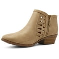 thumbnail image 4 of MARCO REPUBLIC Oslo Women's Ankle Boots Almond Toe Chunky Block Stacked Low Heels Booties for Women, Camel, Sizes 5-11, 4 of 7