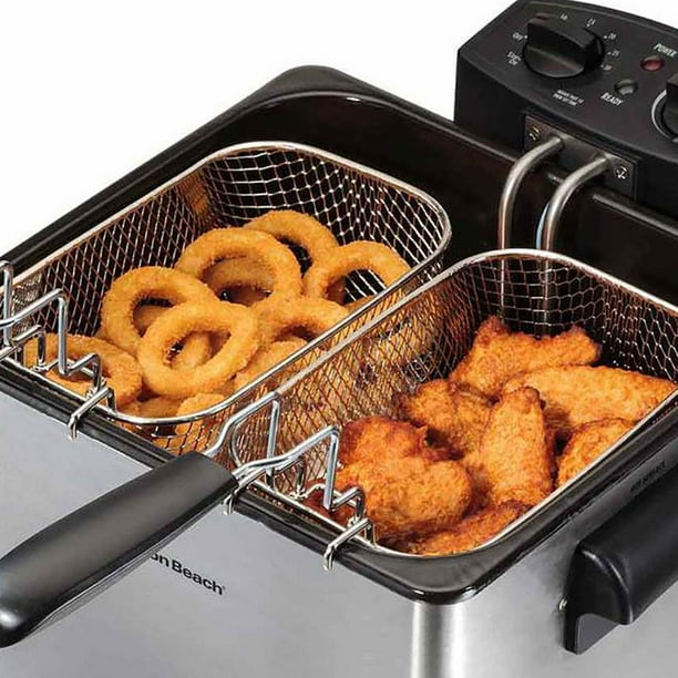 Best Buy: Hamilton Beach 12 Cup Professional-Style Deep Fryer with 2 Baskets  Silver/Black 35036