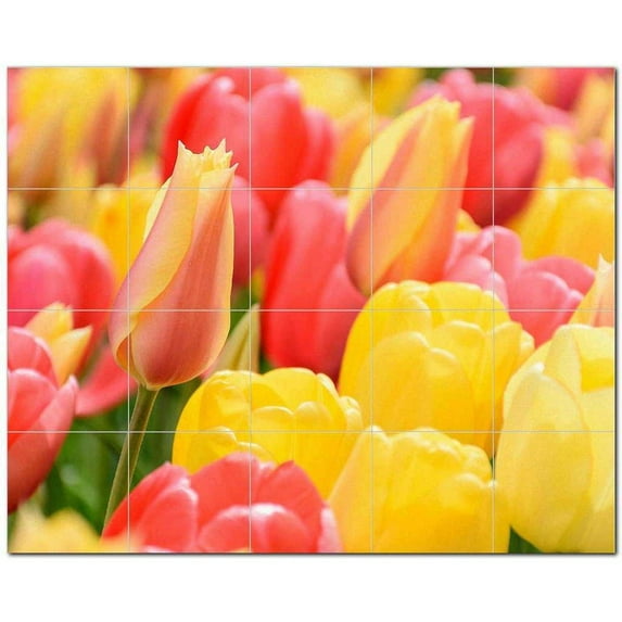 Flowers Ceramic Tile Mural Kitchen Backsplash Bathroom Shower, 402353-L54