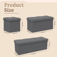 thumbnail image 3 of 43" 3PCS Storage Ottoman Bench, Folding Storage Bench Ottoman with Lid, 660 lbs Heavy Duty Fabric Seat for Bedroom Living Room Entryway, Grey, 3 of 8