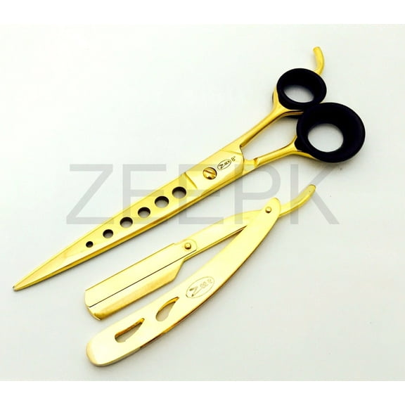 PROFESSIONAL SALON BARBER 8" HAIR STYLING SCISSOR SHEAR   RAZOR GOLD GERMAN