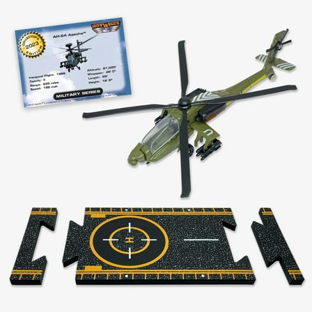 Hot Wings Planes AH-64 Apache with Connectible Runway,Green