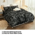 thumbnail image 2 of LIFEREVO Luxury 3 Piece Shaggy Black Ombre Marble Print Duvet Bedding Set, King, 2 of 7
