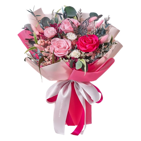 Polylove Flowers for Delivery Prime Forever Flowers Bouquet Preserved Roses Bouquet Flower Gift for Women Wife Mother Day Graduation Birthday (Hot Pi