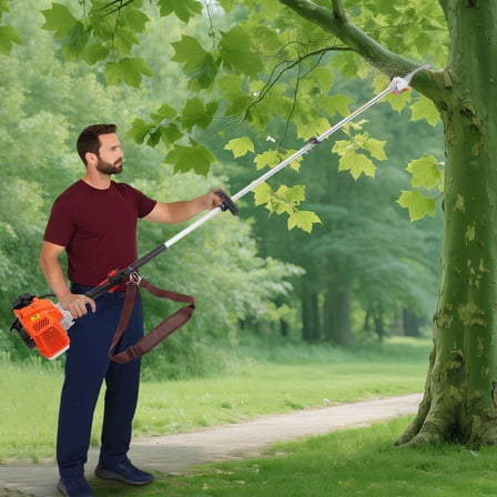 ToppiJoy 52CC 2-Stroke Gas-Powered Chain Pole Saw, Gas Pruner Tree Trimming Cutting Tool for Sawing Branches