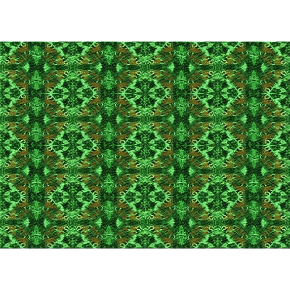 Ahgly Company Indoor Rectangle Patterned Dark Forest Green Area Rugs, 4' x 6'