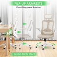 thumbnail image 7 of Desk Office Chair, Ergonomic High Back  Computer Chairs with Wheels, Swivel Gaming Home Mesh Chair Comfortable Lumbar Support,  Arms for Study, Home,Bedroom（Khaki）, 7 of 7