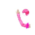 thumbnail image 3 of Women's Satin Hooked Finger Gloves Feather Cuffs Fingerness Costplay Sleeves for Christmas Dance 1920s Party Rose Red, 3 of 7
