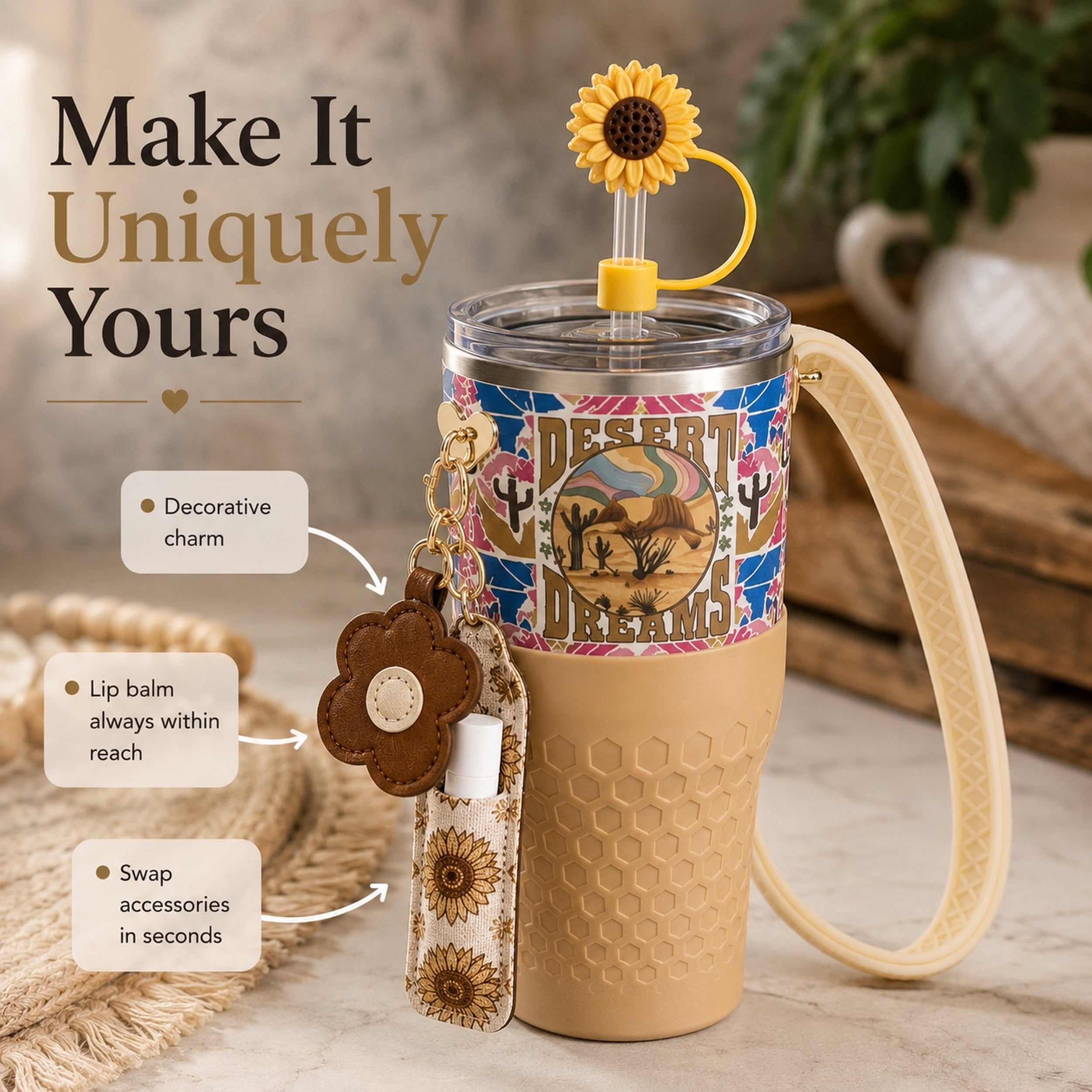 Biddlebee Cream Hive Kit 6-Piece Tumbler Accessory Set