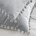 thumbnail image 5 of Phantoscope Throw Pillow with Insert，Silky Velvet Series Pom Pom Decorative pillow, 20" x 20", Gray, 2 Pack, 5 of 8