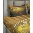 thumbnail image 2 of Ambesonne Summer Fitted & Top Sheet Set with Shams, Flowers Riding Waves, Brown Yellow Orange, 2 of 4