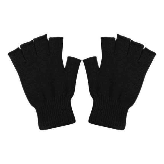 1 Pairs Unisex Half Finger Gloves,Winter Stretchy Knit Fingerless Gloves,Knitted Half Fingers Mittens,Warm Winter Thermal Gloves For Women And Men,Winter Half Finger Gloves For Driving Working,Black