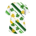 thumbnail image 3 of Womens Nurse Uniforms Summer Irish Shamrock Printed V Neck Breathable Scrub Tops Short Sleeve Professionals Soft Stretch St. Patrick's Day T-Shirts with Pockets white Small, 3 of 4
