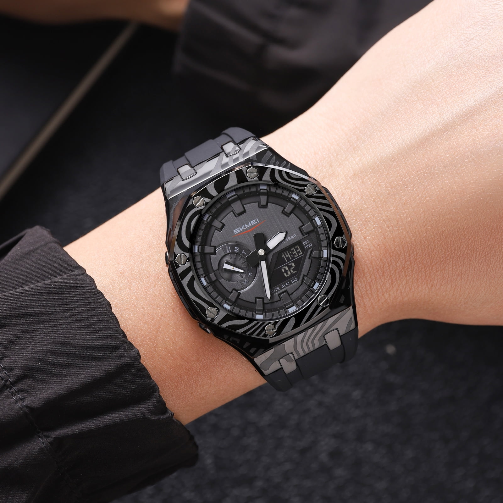SKMEI Men's Military Digital Watches Outdoor Waterproof Sport Multifunctional Wristwatch with 5 Alarms/Countdown/Stopwatch