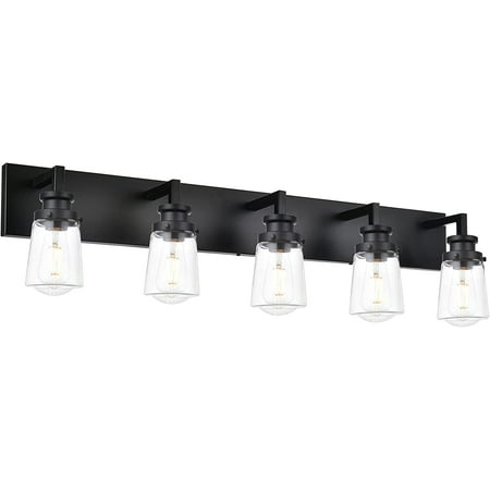 

DTLYH 3 Light Matte Black Wall Sconces Classic Metal Base with Clear Glass Shade Bathroom Vanity Lighting Fixture Over Mirror for Hallway Cabinet Makeup Table