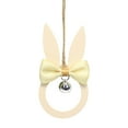 thumbnail image 2 of OKKVV 1PCS Easter Bunny Pendant, Wooden Rabbit Door Knob Hanging Decorations with Bows Bells a Hanging Rope Birthday Wedding Party Supplies Front Door Garland Front Door Sign, Yellow, 2 of 3