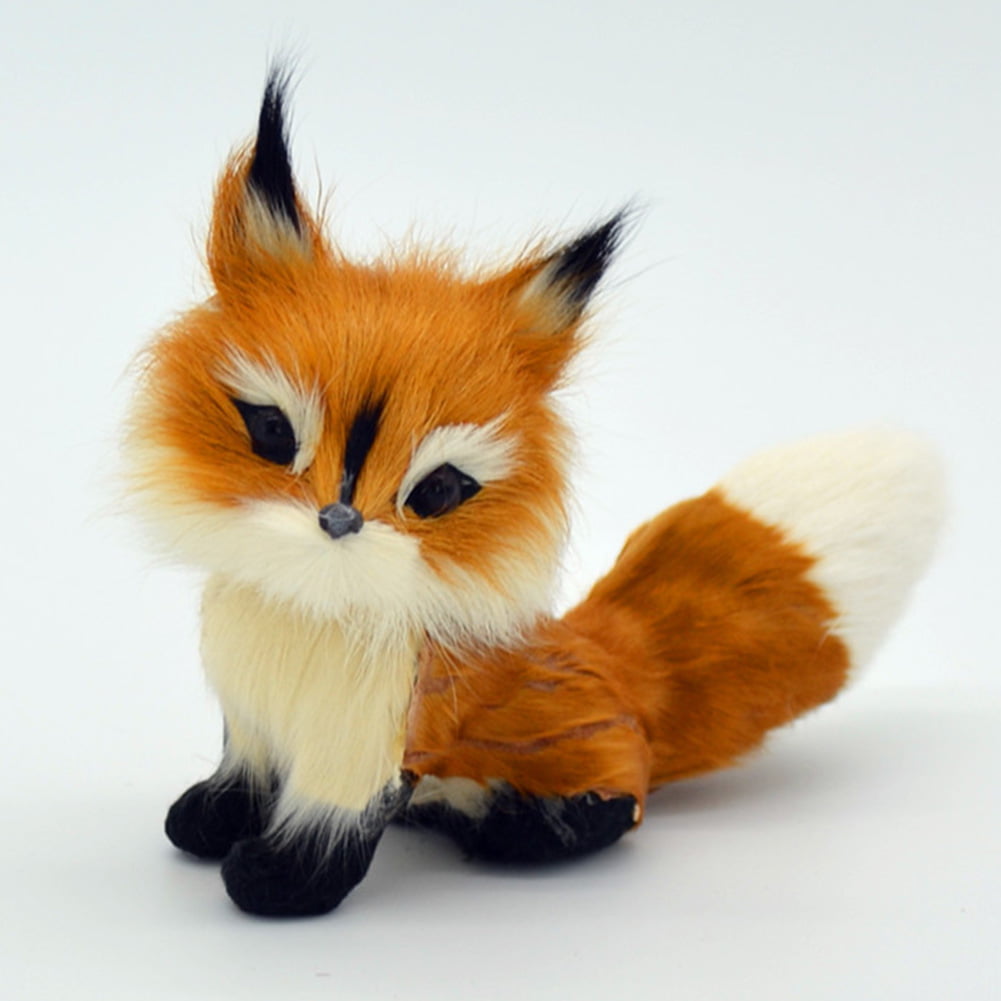 Small Simulation Plush Little Sitting Fox Mini Stuffed Animal for Kids Gift 