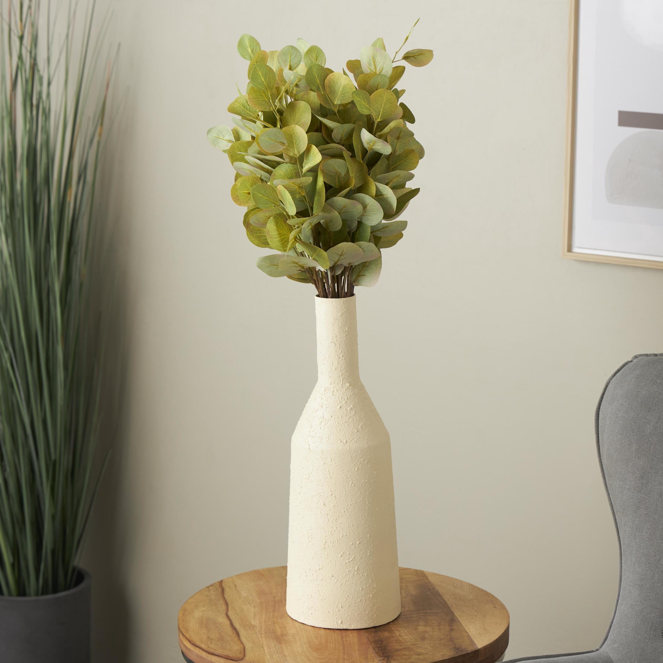 33" Leaf Tall Eucalyptus Stem Plastic Artificial Foliage, by DecMode (12 Count)