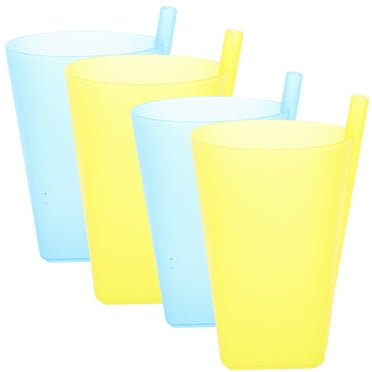 icolorfuled Kids Cups with Built-in Straw Reusable Plastic Drinking Cup