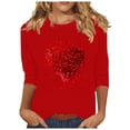 thumbnail image 2 of Njagoc3 Ladies Valentine'S Day Printed Round Neck Pullover with T-Shirt Top for women, 2 of 6