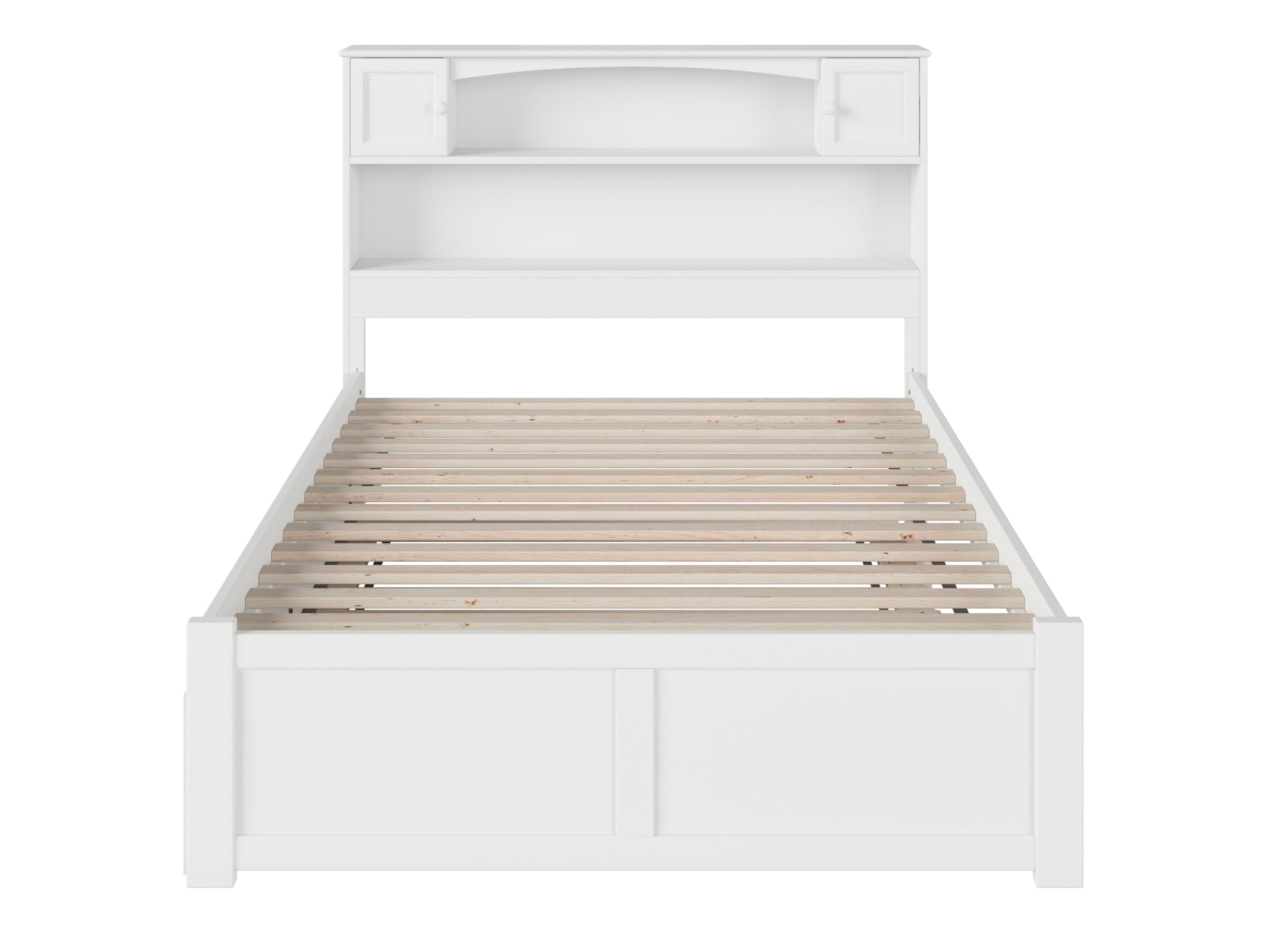 AFI Newport Full Solid Wood Platform Bed with Footboard & Full Trundle, White