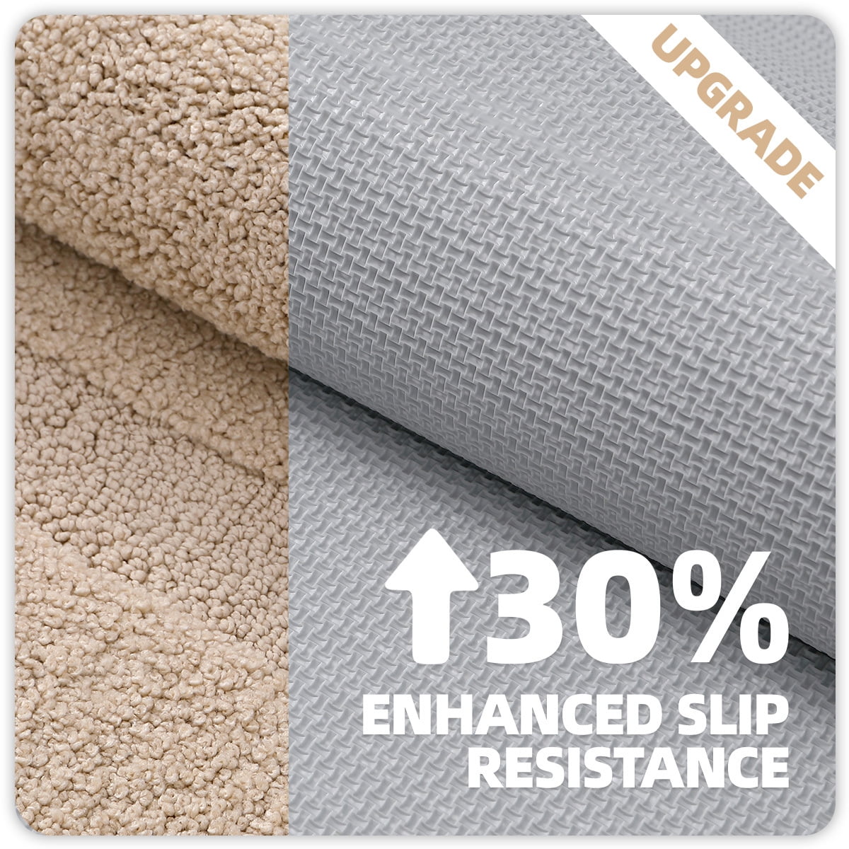 PABUBE Traditional Soft Khaki Microfiber Shag Bath Mat, 24"x36", Non-Slip and Absorbent Bathroom Rug for Bathroom Floor, Quick Dry, Machine Washable