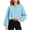 Light Blue, variant on hoksml Women's Cropped Sweatshirt, V-Neck Balloon Long Sleeve Oversized Pullover Top with Loose Fit, Solid Color Casual Activewear