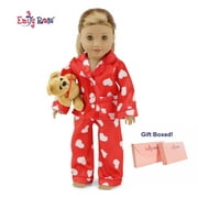 18 inch Doll Clothes red & white heart pajamas with teddy bear